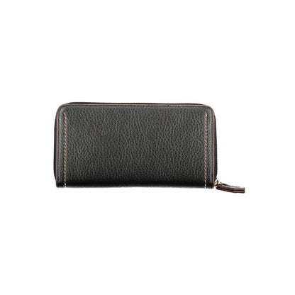 Mario Valentino Black Polyethylene Women Wallet with zip closure and sleek design, ideal for holding cards and coins.