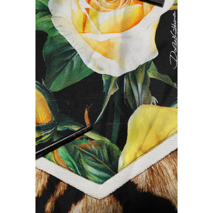 Dolce & Gabbana Black Silk Floral Crew Neck Pullover Sweater