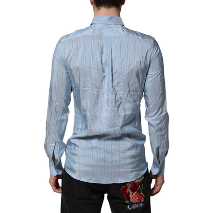 Dolce & Gabbana Blue Striped MARTINI Long Sleeves Dress Shirt