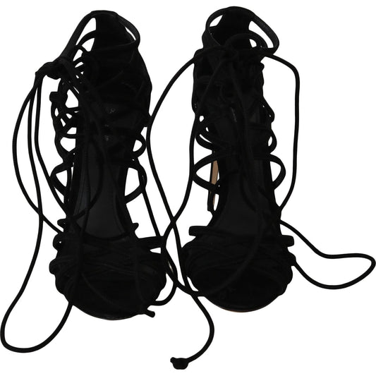 Dolce & Gabbana Black Suede Strap Stilettos Sandals LA5958-36.5