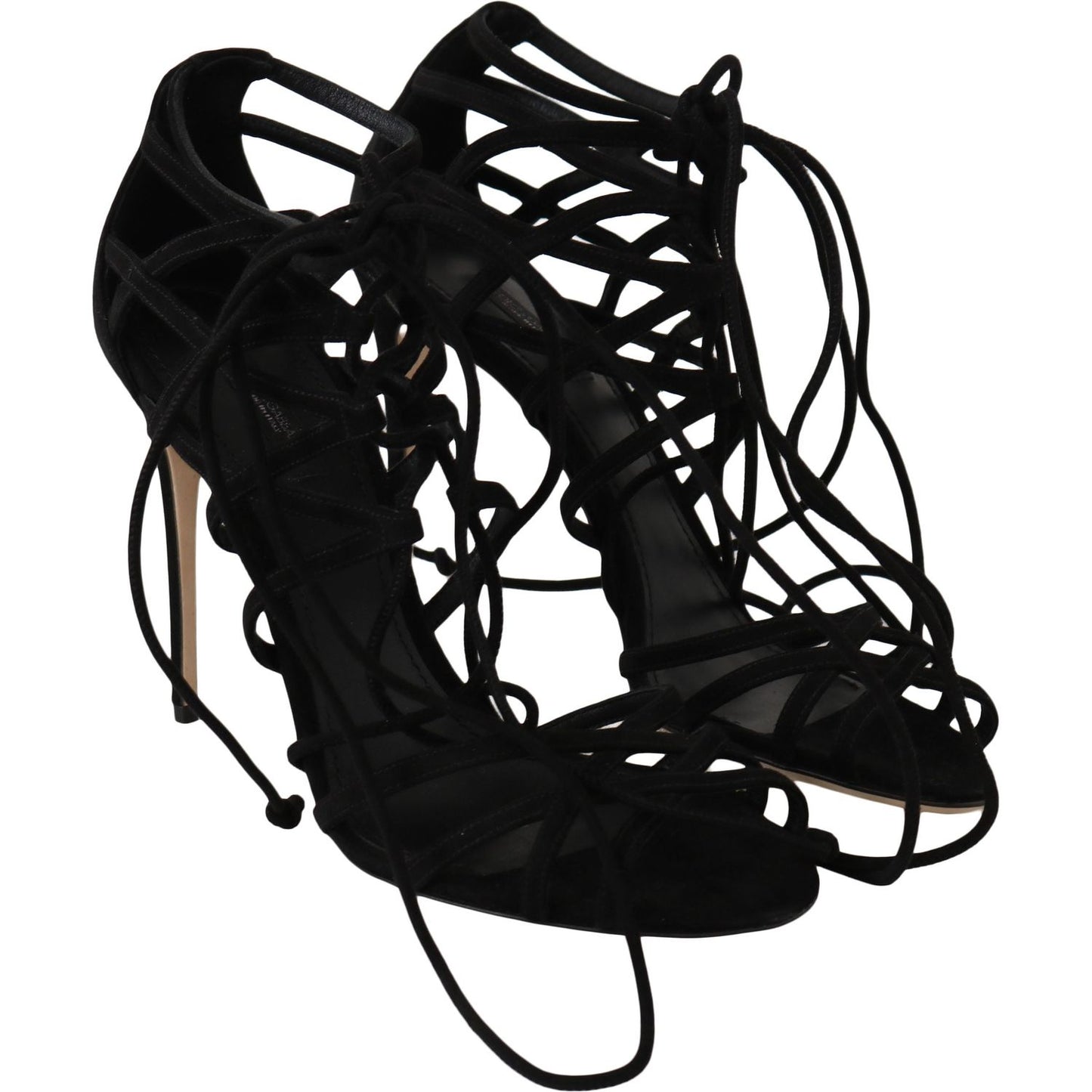 Dolce & Gabbana Black Suede Strap Stilettos Sandals LA5958-36.5