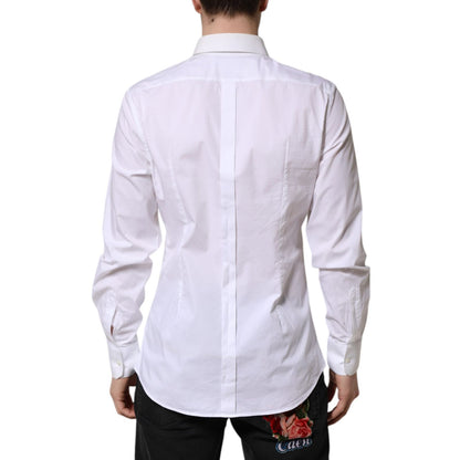 Dolce & Gabbana White Cotton GOLD Long Sleeves Dress Shirt