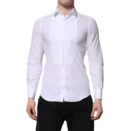 Dolce & Gabbana White Cotton GOLD Long Sleeves Men Dress Shirt