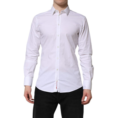 Dolce & Gabbana White Cotton GOLD Long Sleeves Dress Shirt