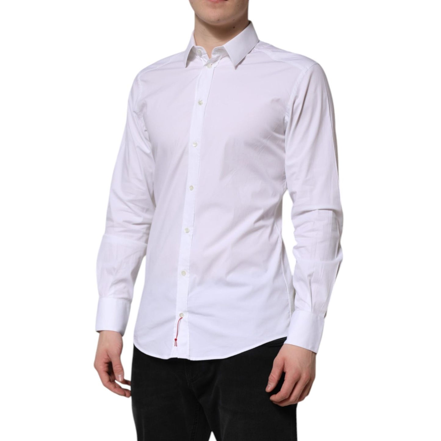 Dolce & Gabbana White Cotton GOLD Long Sleeves Dress Shirt