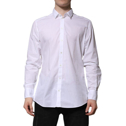 Dolce & Gabbana White Cotton Long Sleeves Dress Formal Shirt
