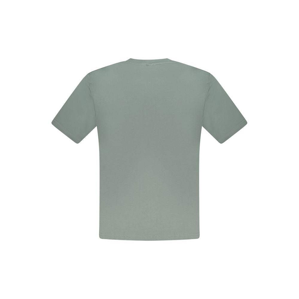 Back view of North Sails Green Cotton Men T-Shirt, short sleeve crew neck, soft fabric, showcasing style and comfort.