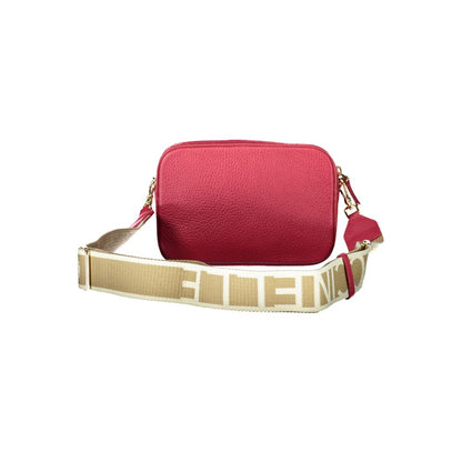 Elegant Coccinelle Red Leather Women Handbag with contrasting details, adjustable strap, and logo, perfect for elevating any ensemble.