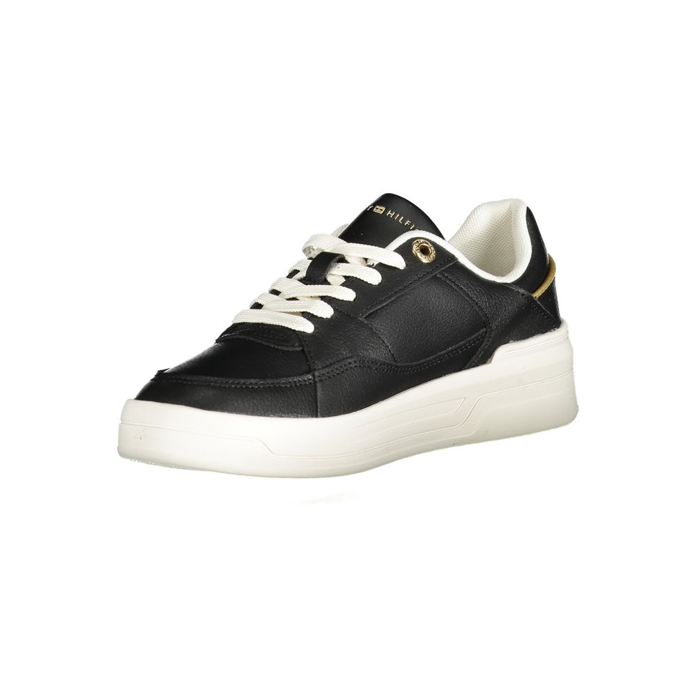 Tommy Hilfiger Black Polyethylene Women Sneaker showcasing sporty chic design and durable materials.