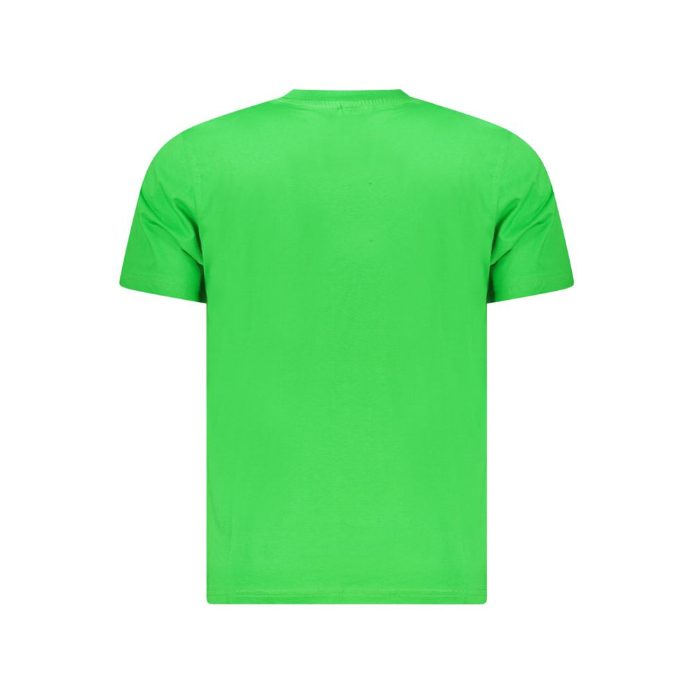 North Sails Green Cotton Men T-Shirt with statement print and logo, crew neck, 100% cotton, green color, modern fashion choice.