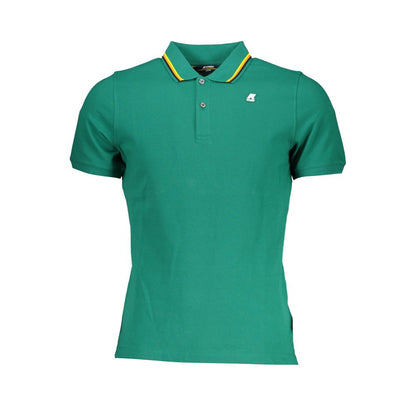 K-WAY Green Cotton Polo Shirt with short sleeves, 2 buttons, contrast details, and logo.