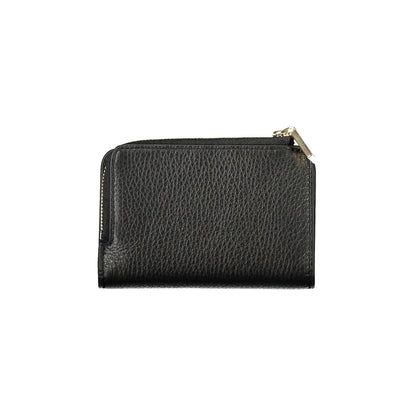 Coccinelle Black Leather Women Wallet with elegant zip closure, featuring 100% leather material and ample compartments for organization.