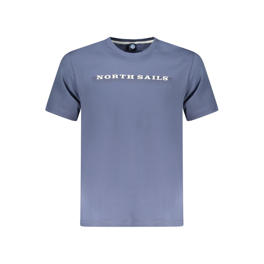 North Sails Blue Cotton Men T-Shirt with logo and crew neck