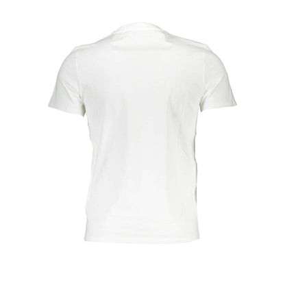 Guess Jeans White Cotton Men T-Shirt back view showcasing slim-fit design and simplicity.