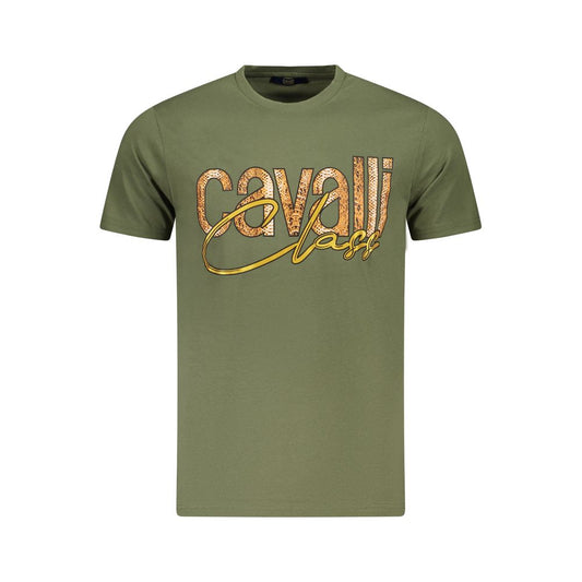 Cavalli Class Green Cotton Men T-Shirt CA-36650-M