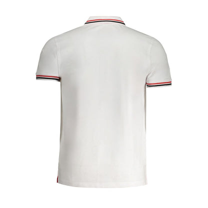 Back view of Cavalli Class White Cotton Polo Shirt with contrast details and logo embroidery