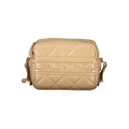 Mario Valentino Beige Polyethylene Women Handbag with adjustable strap and iconic logo