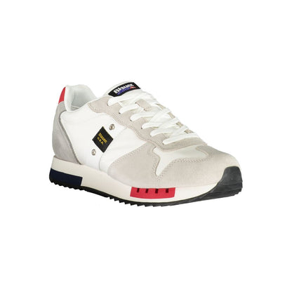 Blauer White Polyethylene Men Sneaker with removable footbed and contrasting details, featuring the iconic Blauer logo.