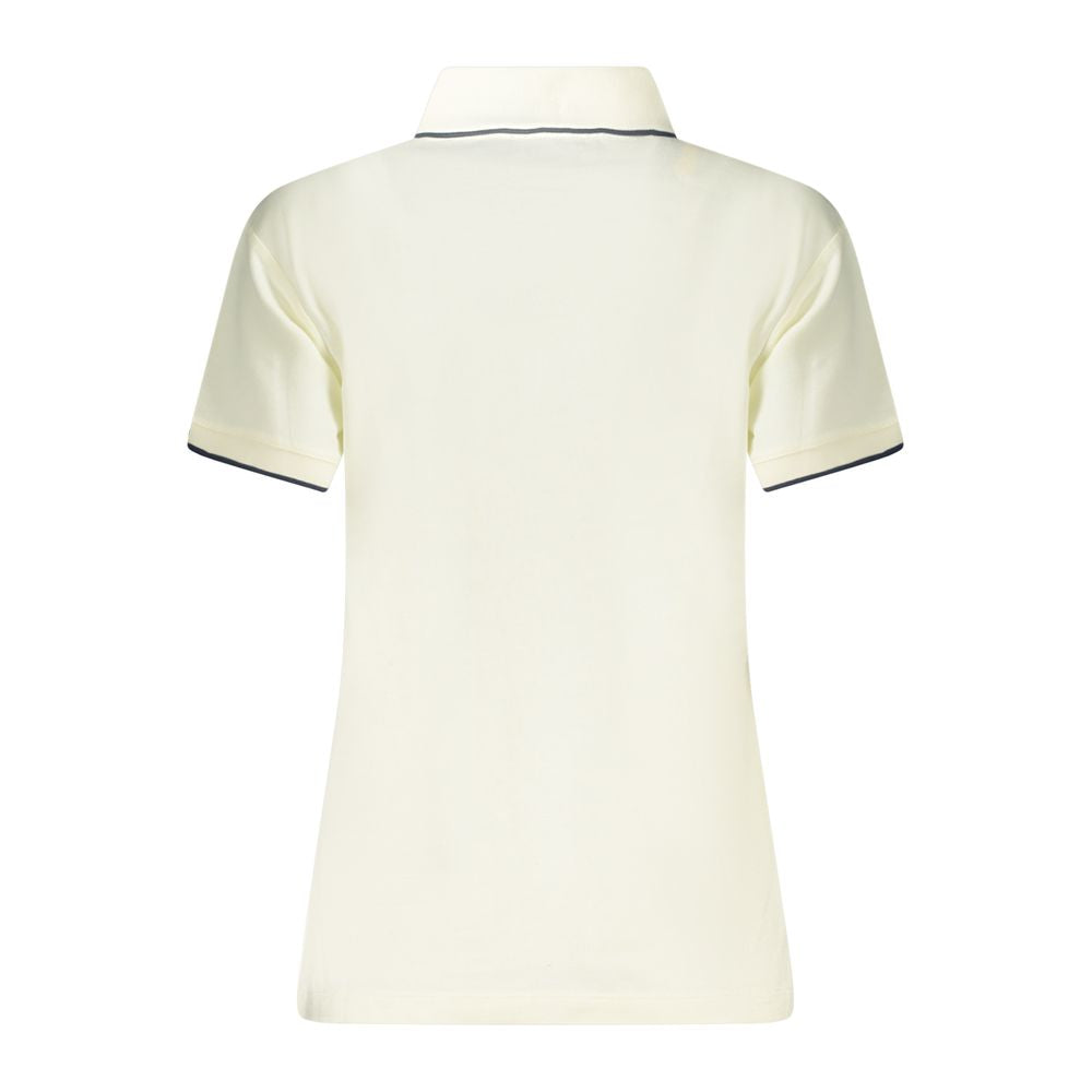 Back view of North Sails White Cotton Women Polo Shirt with short sleeves and contrasting details.