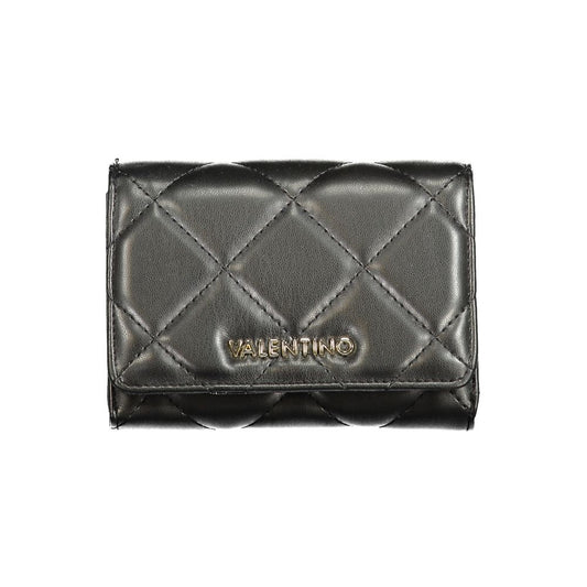 Mario Valentino Black Polyethylene Wallet with logo, 3 compartments, coin purse, double card spaces, contrasting details, and zip closure