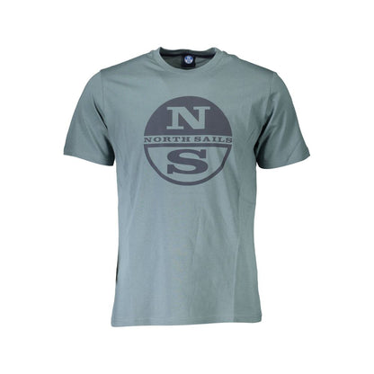 North Sails Green Cotton Men T-Shirt with logo print, luxury sustainable short sleeve crew neck design
