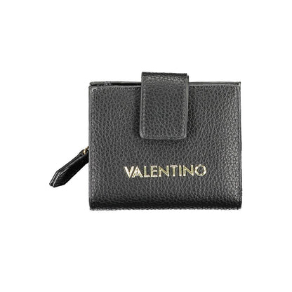 Mario Valentino Black Polyethylene Women Wallet with zip coin purse and card spaces.