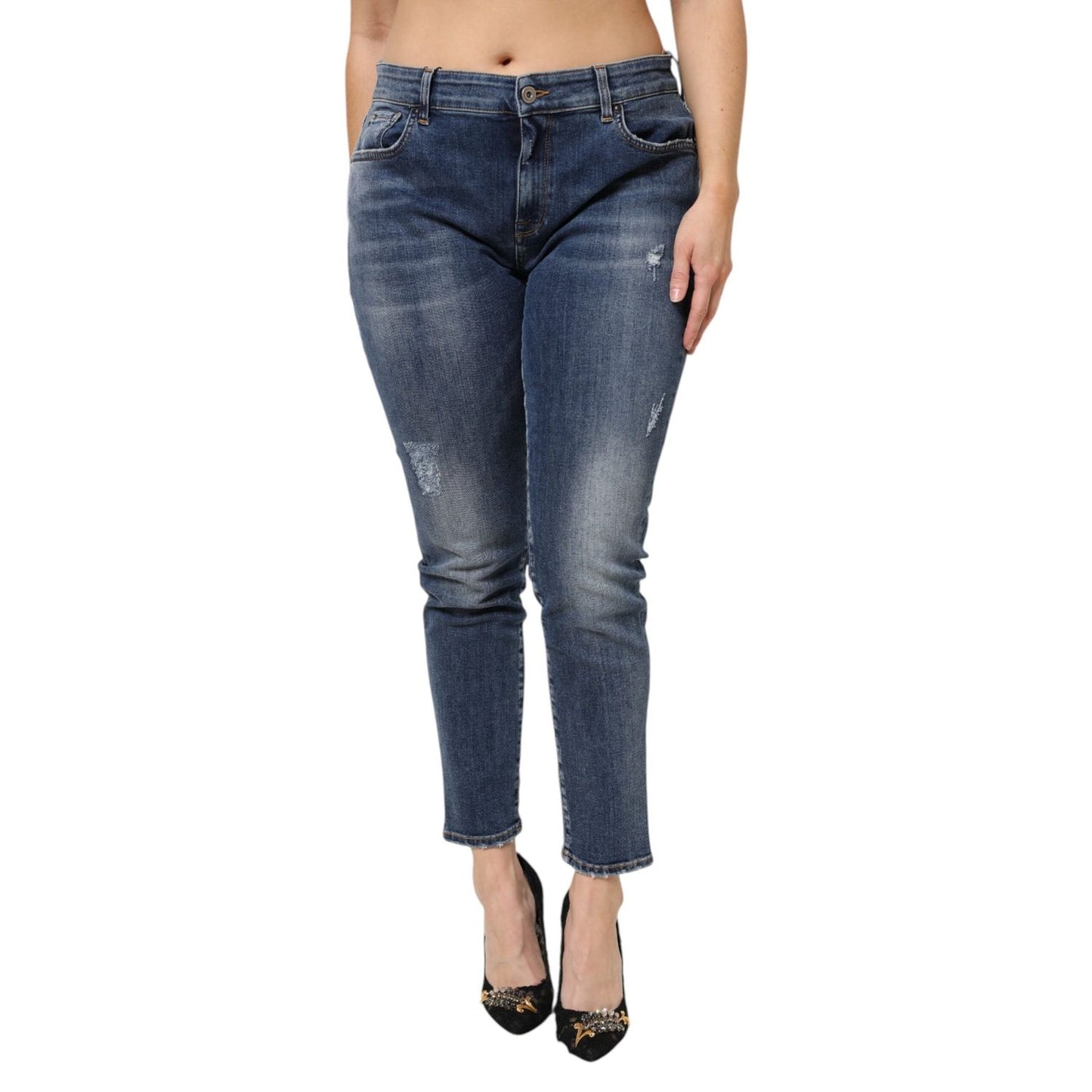 Dolce & Gabbana Blue Washed Cotton Low Waist Denim Jeans PAN76491-48