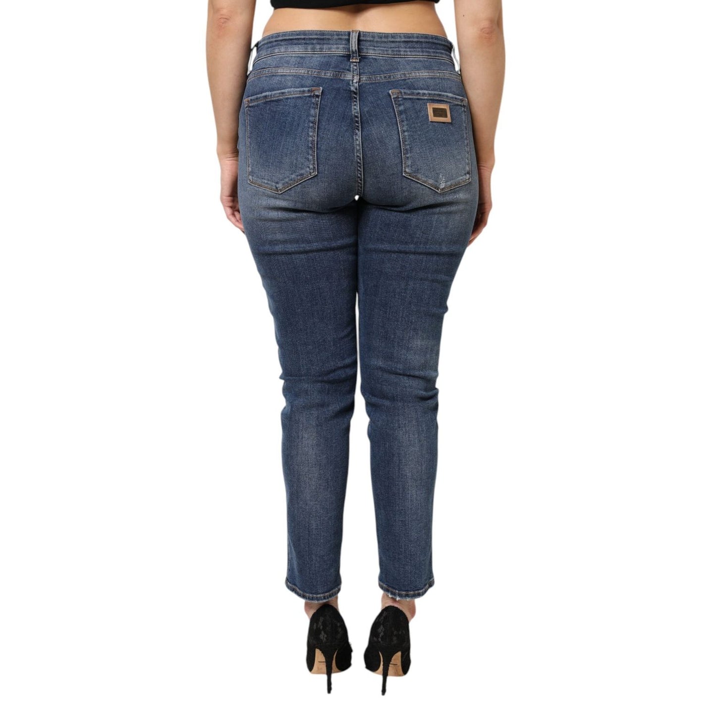 Dolce & Gabbana Blue Washed Cotton Low Waist Denim Jeans PAN76491-48