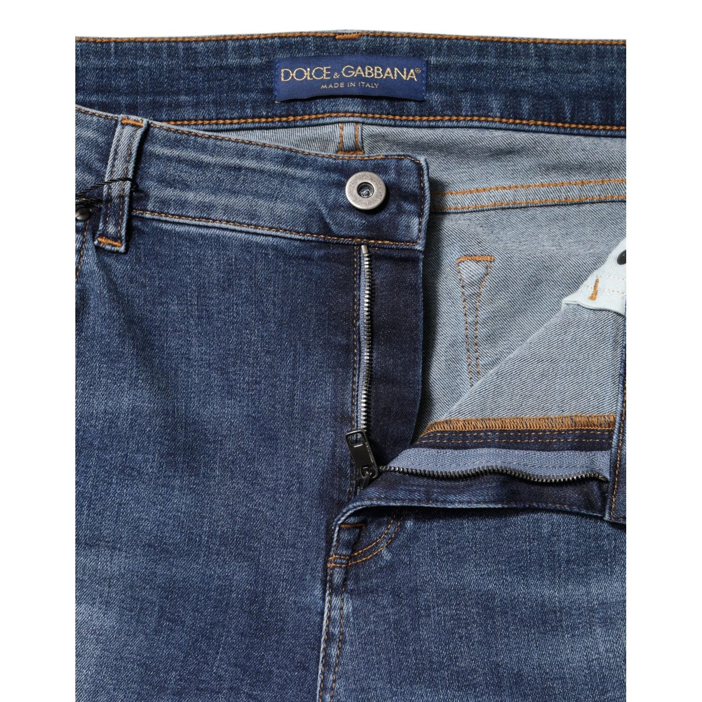 Dolce & Gabbana Blue Washed Cotton Low Waist Denim Jeans PAN76491-48