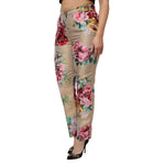 Dolce & Gabbana Beige Floral Print Women High Waist Pants PAN76499-44