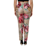 Dolce & Gabbana Beige Floral Print Women High Waist Pants PAN76499-44