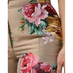 Dolce & Gabbana Beige Floral Print Women High Waist Pants PAN76499-44