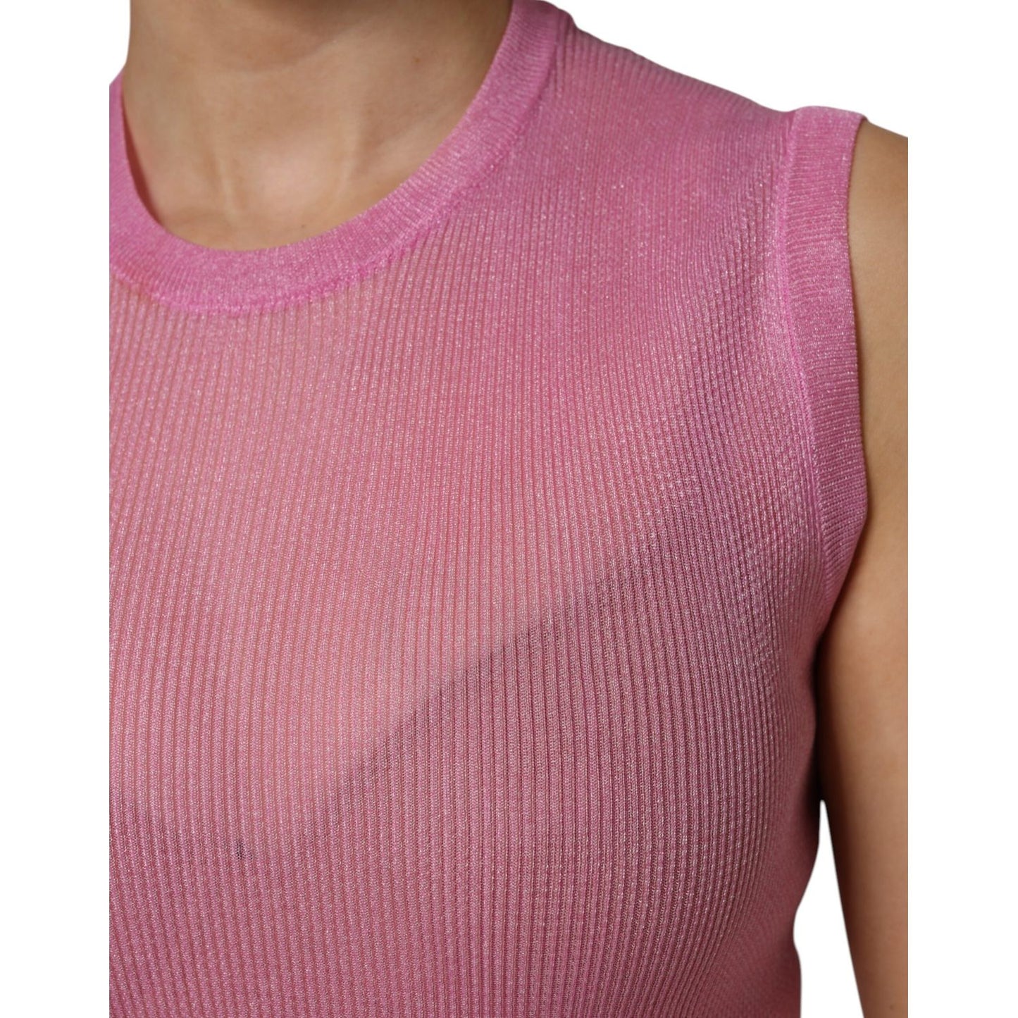 Dolce & Gabbana Pink Polyester Sleeveless Round Neck Tank Top