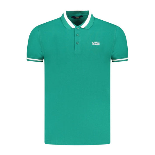 Cavalli Class Green Cotton Men Polo Shirt CA-36634-M