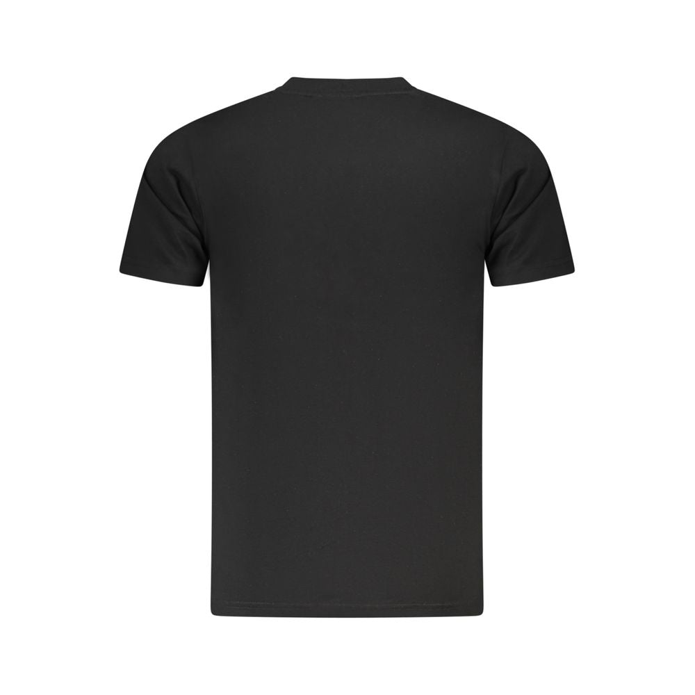 Back view of Cavalli Class Black Cotton Men T-Shirt showcasing sleek design and high-end sophistication.