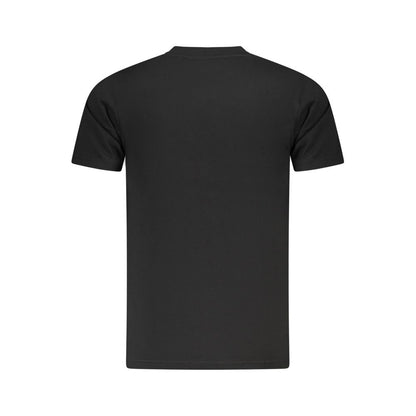 Back view of Cavalli Class Black Cotton Men T-Shirt showcasing sleek design and high-end sophistication.