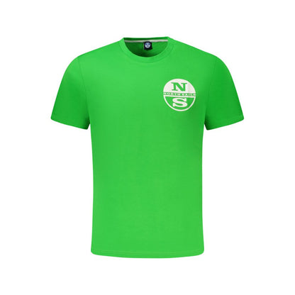 North Sails Green Cotton Men T-Shirt with bold print and logo, crafted from 100% soft cotton for trendy style.