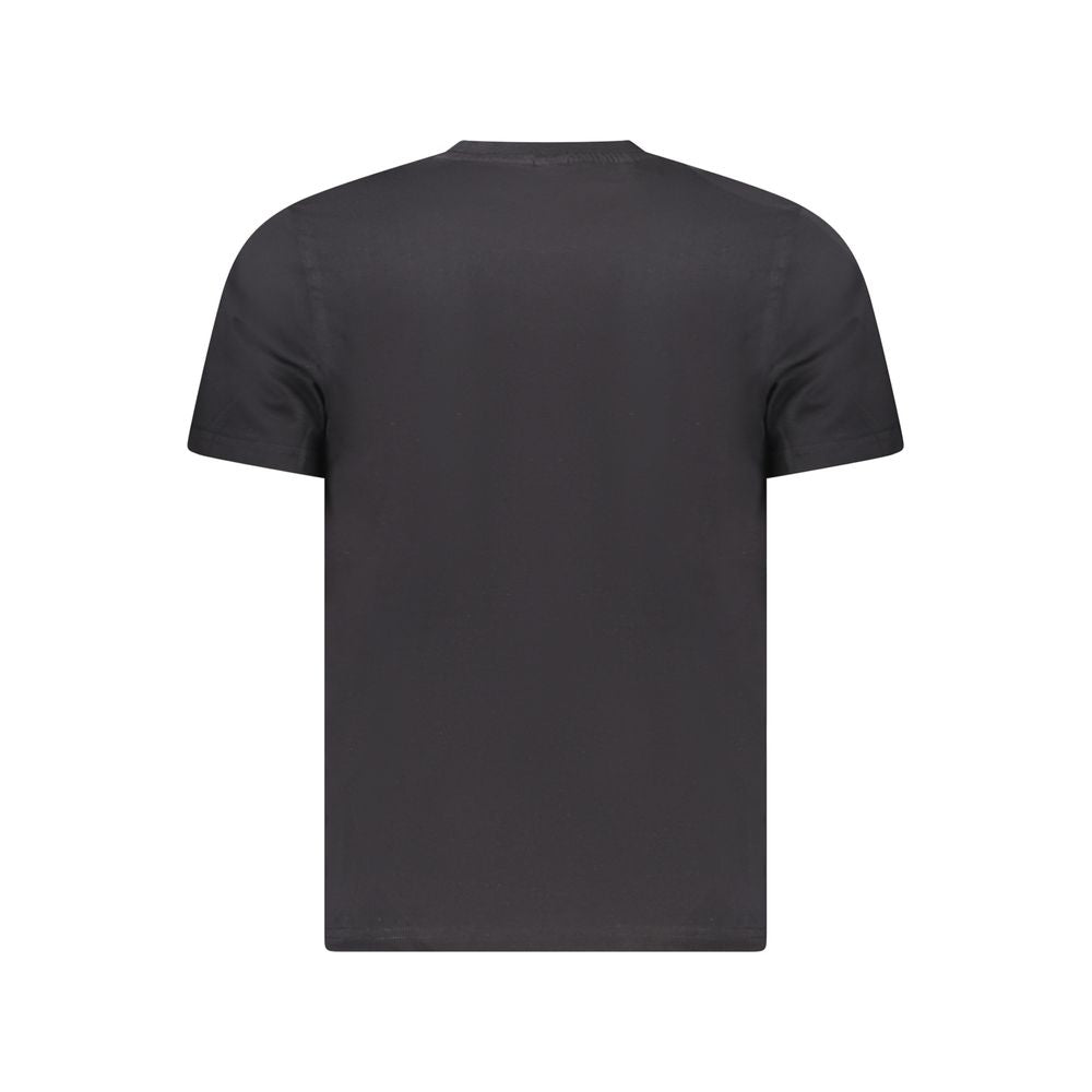 North Sails Black Cotton Men T-Shirt back view, short sleeve casual crew neck top, iconic logo design, premium breathable fabric for comfort.