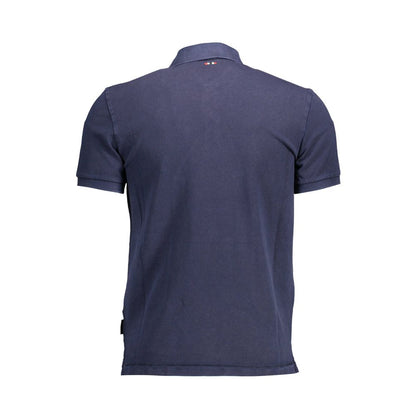 Back view of Napapijri Blue Cotton Men Polo Shirt showcasing casual elegance for modern trendsetters.
