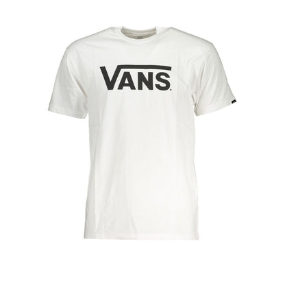 Vans White Cotton Men T-Shirt with bold graphic logo showcasing timeless style and comfort.