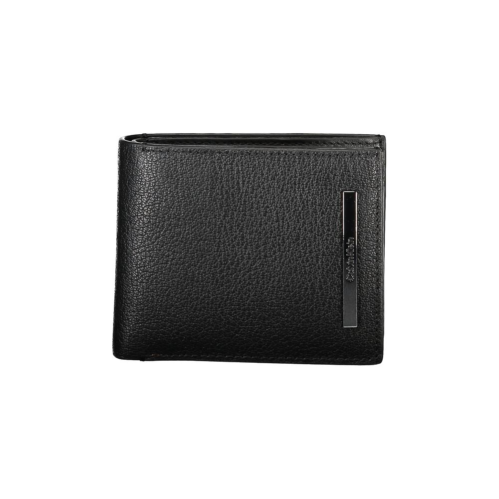 Calvin Klein Black Leather Wallet with RFID block, coin purse, and card compartments