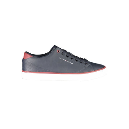 Tommy Hilfiger Blue Polyester Sneaker with laces and contrast details, ideal for sports.