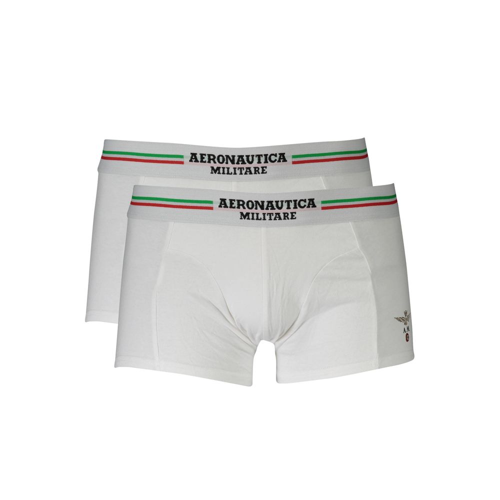 Aeronautica Militare White Cotton Men Boxer with logo waistband, stylish and comfortable underwear