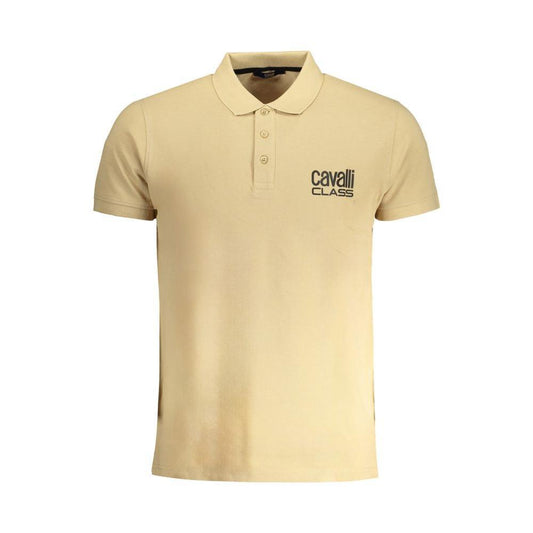 Cavalli Class Beige Cotton Polo Shirt CA-30268-M