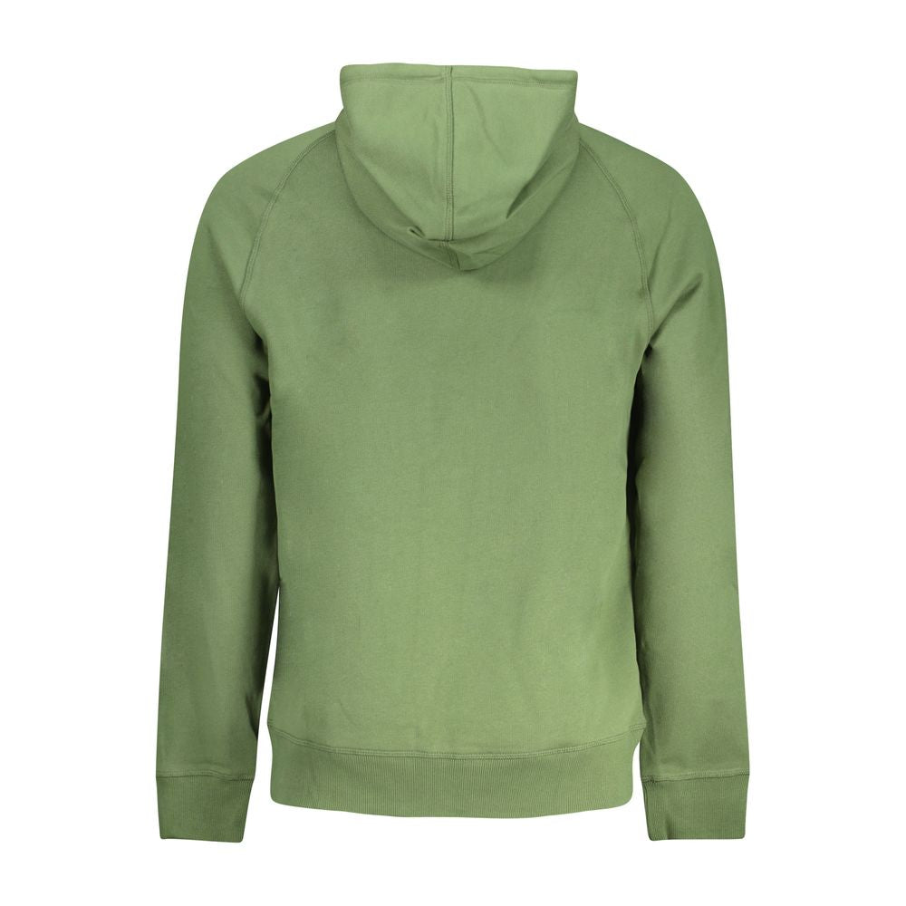Back view of Timberland Green Cotton Men Sweater with hood