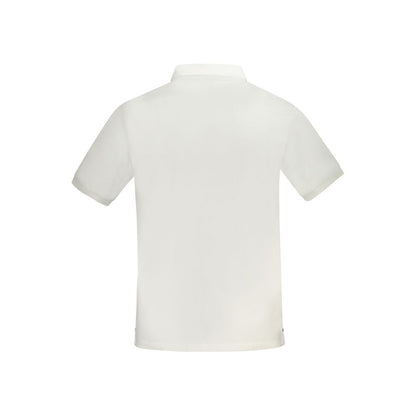 Back view of North Sails White Cotton Men Polo Shirt featuring short sleeves and classic design.