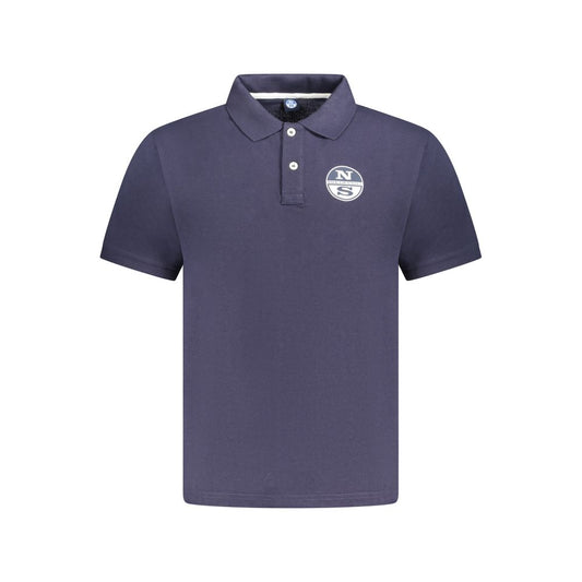 North Sails Blue Cotton Men Polo Shirt with logo detail and short sleeves, ideal for a stylish and casual wardrobe.