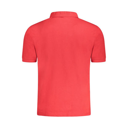 North Sails Red Cotton Men Polo Shirt back view showcasing short sleeves and classic collar design.