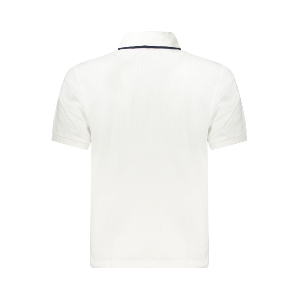 Back view of a North Sails White Cotton Men Polo Shirt showcasing sleek design and iconic logo.