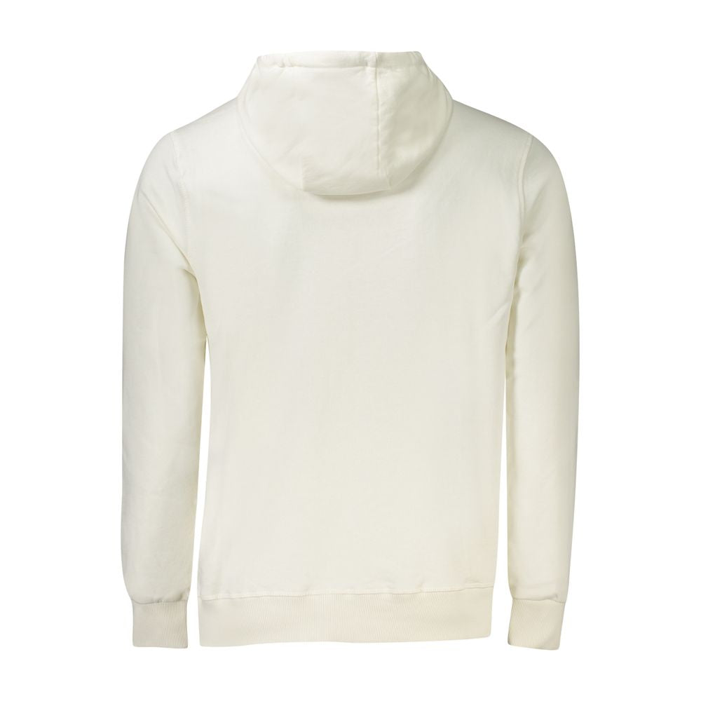 Back view of North Sails White Cotton Men Sweater showing hood and long sleeves.